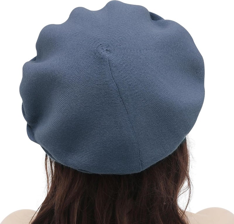ZLYC French Beret hat, Reversible Solid Color Knit Warm Beret Cap for Womens Girls - Image 3